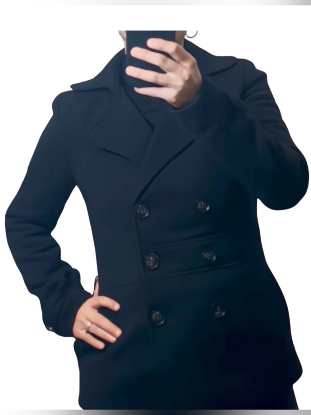 VTG Forever 21 Black Double-Breasted Peacoat